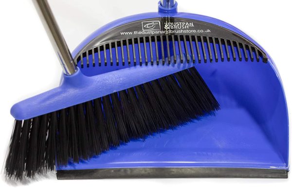 Long Handled Dustpan and Brush Set Lobby Dust Pan with Long Handle Sweeping Broom (Blue) - Image 4