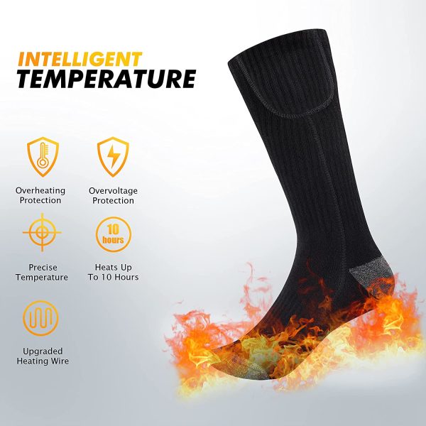 Heated Socks for Men Women, Electric Socks with 4200mAh Rechargeable Battery, 3-Gear Breathable Foot Boot Cotton Thermal Socks for Climbing Hiking Skiing - Image 4