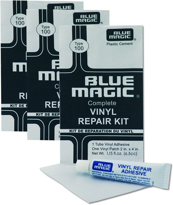 Blue Magic Pack of 3 Glue and Patch Repair Kits for Water Beds, Inflatable Balls, Pools, etc.