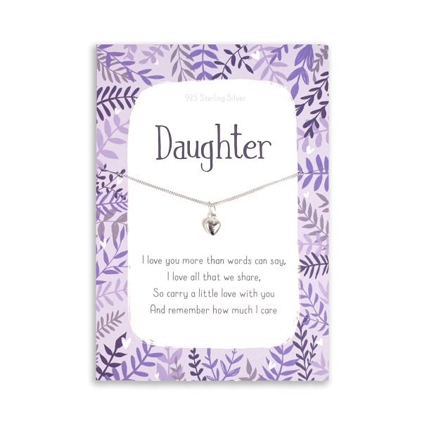 Daughter Sterling silver necklace | chain and heart pendant gifts for her | for birthday card or Christmas Xmas wedding from Mum mother Dad | jewellery her adult women gift - Image 2