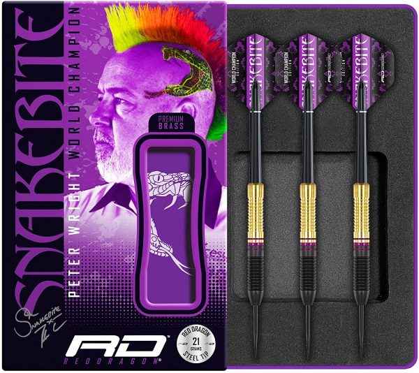 RED DRAGON Peter Wright Snakebite Brass Darts Sets