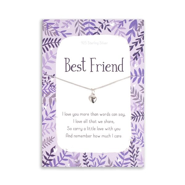 Friendship necklace best friend | sterling silver jewellery heart charm and chain | sentimental inspirational gift for cheer up for women | presents birthday or christmas uk | her girls woman - Image 5