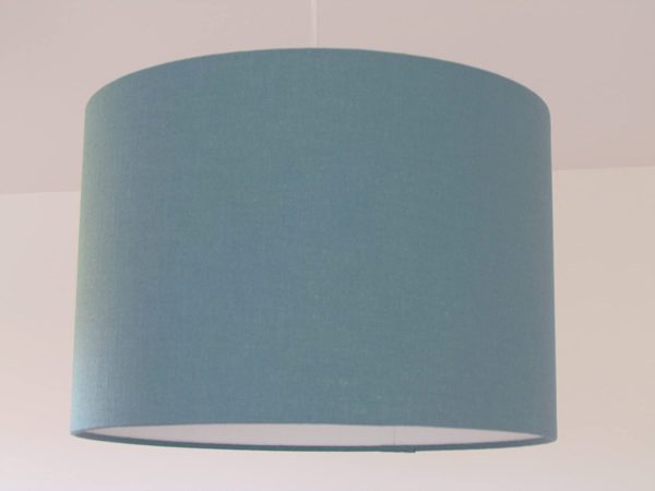 Handmade Plain Teal Blue Linen Textured Fabric Drum Lampshade Lightshade - Image 5