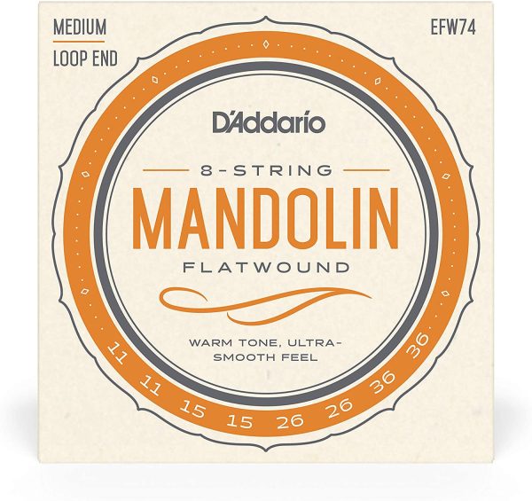 D'Addario EFW74 11-36 Medium Flatwound Mandolin Strings - Phosphor Bronze - Image 2