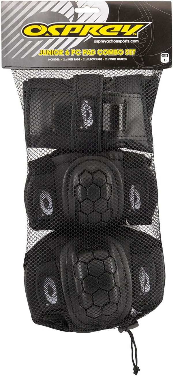 Osprey Kids' Skate Bmx Pads - Knee, Elbow and Wrist Protective Set - 6 Piece Scooter Streetsport Pad Set - Multiple Colours - Image 4