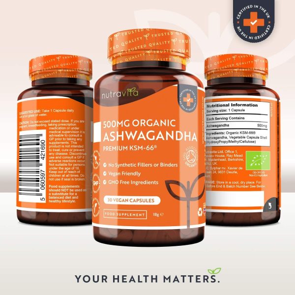 Organic Ashwagandha KSM-66 ? with 5% Withanolides - Most Bioavailable Full-Spectrum Root Extract - Vegan Capsules - Made in The UK by Nutravita - Image 7