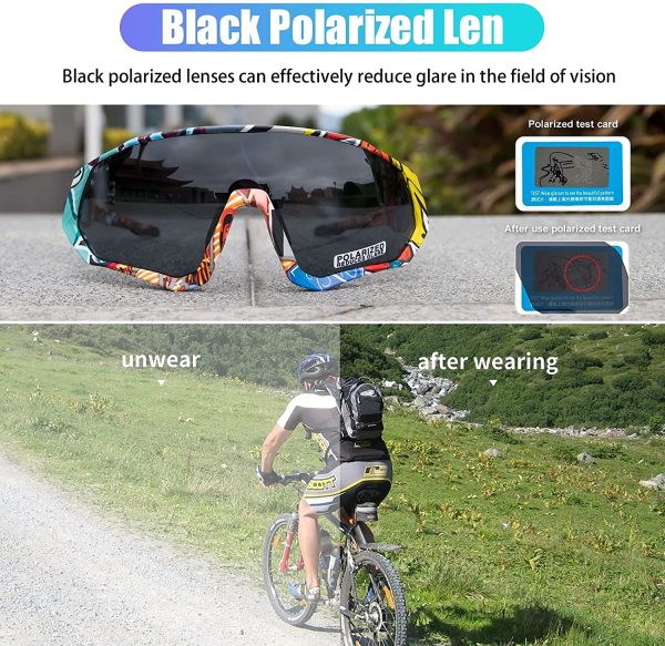 KAPVOE Polarized Cycling Glasses With 5 Interchangeable Lenses Tr90 Frame For Men Women Sports Sunglasses Mountain Bike Glasses MTB Bicycle Goggles Running - Image 4