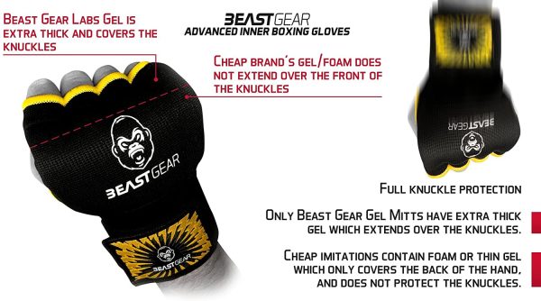 Beast Gear Advanced Inner Boxing Gloves Gel Mitts for Combat Sports, MMA and Martial Arts - Image 3