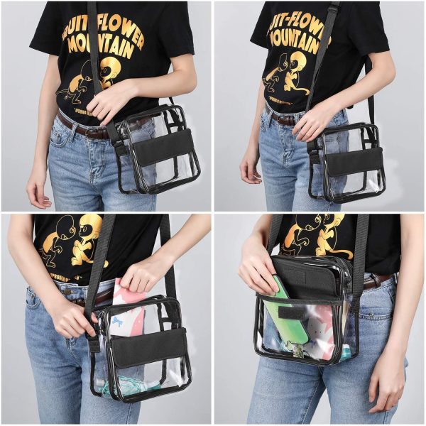 Clear Crossbody Messenger Shoulder Bag with Adjustable Strap, Concert Stadium Approved Transparent Purse Clear Bag for Women Men, Waterproof & Black - Image 7