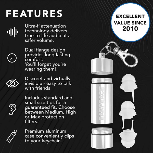 EarPeace PRO Music Ear Plugs - High Fidelity Earplugs for Concerts, Motorcycles, Airplanes and Safety - Next Generation Noise Reduction for Artists, Riders, and Entertainment Professionals - Image 6