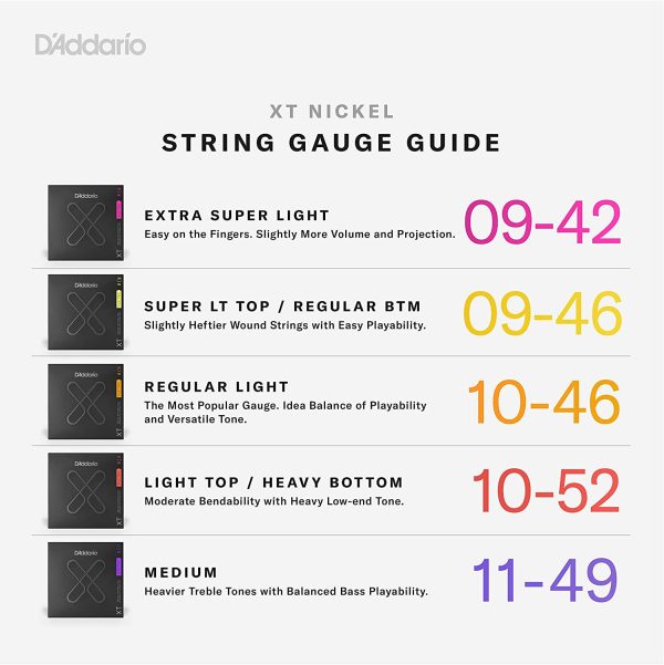 D'Addario Guitar Strings - XT Nickel Plated Electric Guitar Strings - Coated Guitar Strings for Extended Lifespan - XTE1052 - Light Top/Heavy Bottom, 10-52, 1-Pack - Image 4