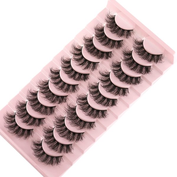 False Eyelashes Natural Fluffy Wispy Curly 3D Effect Short Lashes Lightweight 10 Pairs Pack 16MM by Wiwoseo - Image 4