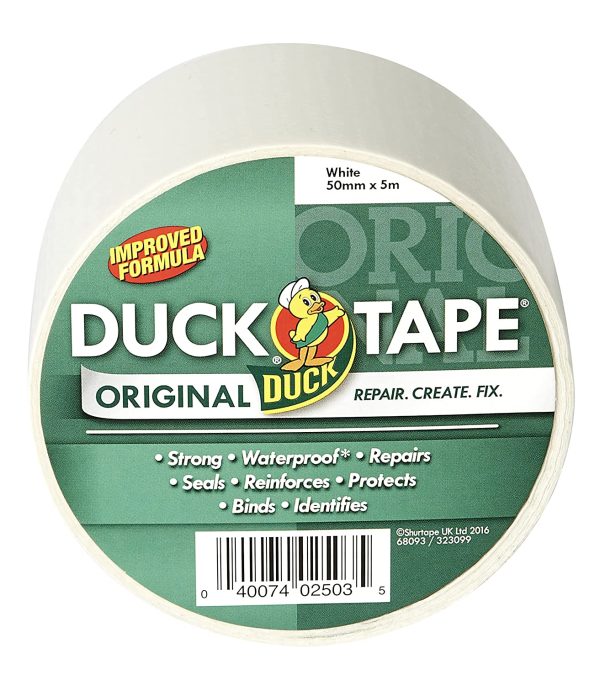 Duck Tape Original White 50mm x 5m, Improved Formula High Strength Waterproof Gaffer and Duct Adhesive Cloth Repair Tape - Image 5