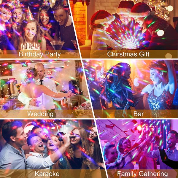 Disco Lights Disco Ball Party Lights, Sound Activated Party Lights with USB Cable, 360??Rotation Mirror Ball with Remote Control for Party Decorations Kids Birthday Family Gathering Xmas Dance - Image 6