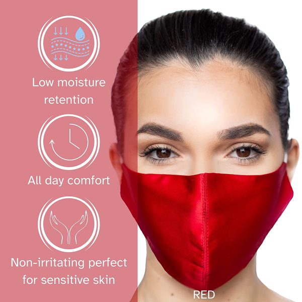 HABAC STUDIO - 100% Silk Face Mask, Face Masks Washable UK, Reusable Face Mask, Mens Face Mask, Mulberry Silk Mask, Masks for Women, Face Covering, Face Masks, Nose Wire, Choice of 15 Colours. - Image 2