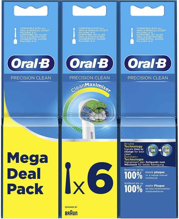 Oral-B Precision Clean Electric Toothbrush Head with CleanMaximiser Technology, Excess Plaque Remover, Pack of 6, White - Image 4