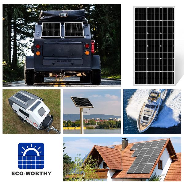 ECO-WORTHY 100 Watts Monocrystalline Solar Panel 12 Volts Applicable to Motorhome Caravan Camper Shed Boat Yacht Off Grid Solar System Backup Power - Image 8