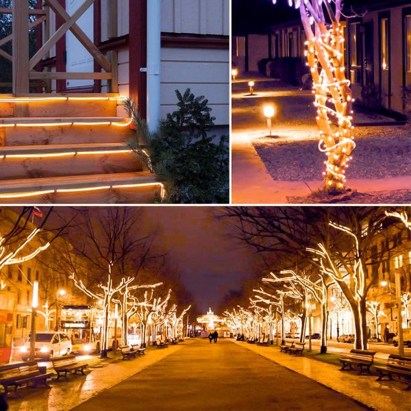 Solar String Lights,10M Solar Rope Lights Outdoor,100 LED Solar Fairy Lights 8 Modes Waterproof Tube Light Copper Wire Fairy Lights for Garden Fence Patio Yard PartyTree Christmas.(Warm White) - Image 3