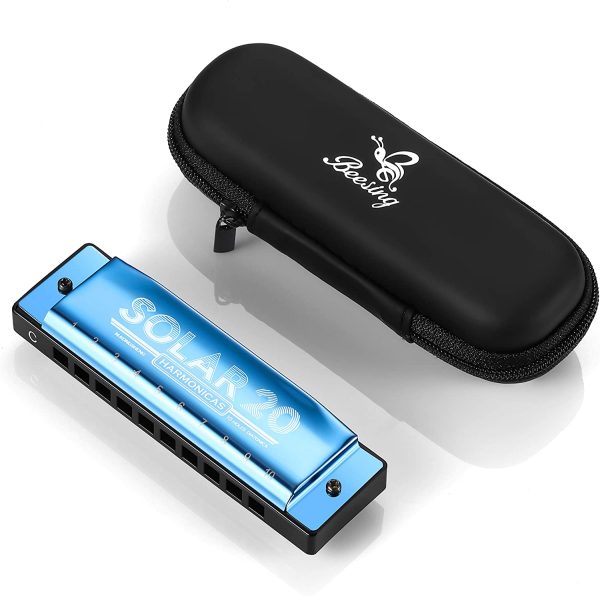 Blues Harmonica 10 Holes 20 Key of C for Beginner Kids or Adult with Black Soft Case and Cleaning Cloth, Best Music Gift,Blue - Image 7