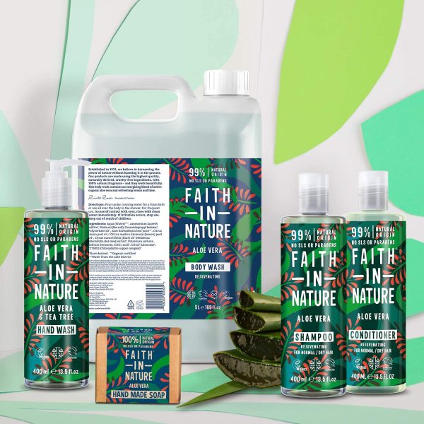 Faith In Nature Natural Aloe Vera Shampoo and Conditioner Set, Rejuvenating, Vegan and Cruelty Free, No SLS or Parabens, For Normal to Dry Hair, 2 x 400 ml - Image 2