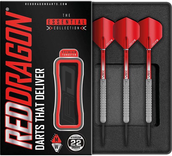 RED DRAGON Hell Fire 22g, 24g or 26g Tungsten Darts Set with Flights and Stems