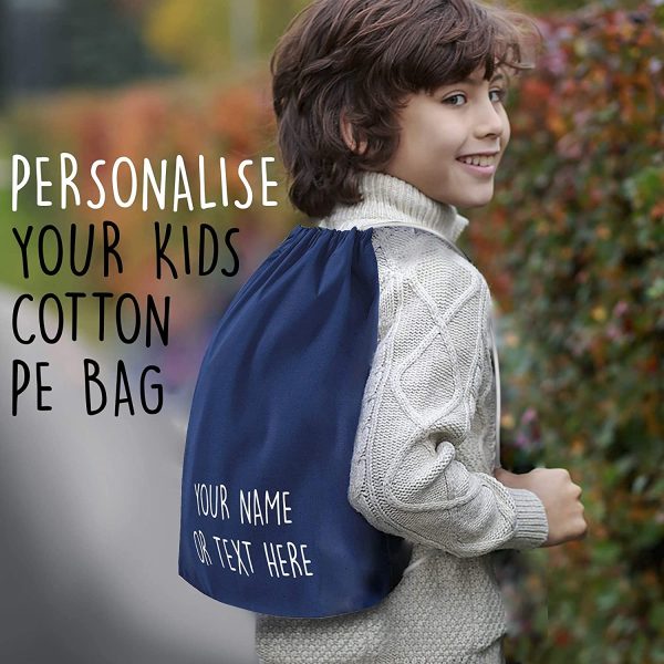 Personalised Cotton Drawstring Bag PE Gym Kit School P.E Kids Sport Rucksack New - Image 5