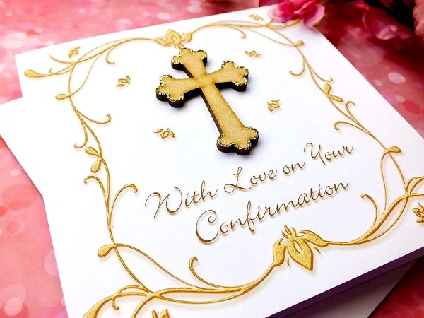 Confirmation Card for Girl or Boy with Wooden Cross Luxury Handmade Cards by Bright Heart Design - Image 4