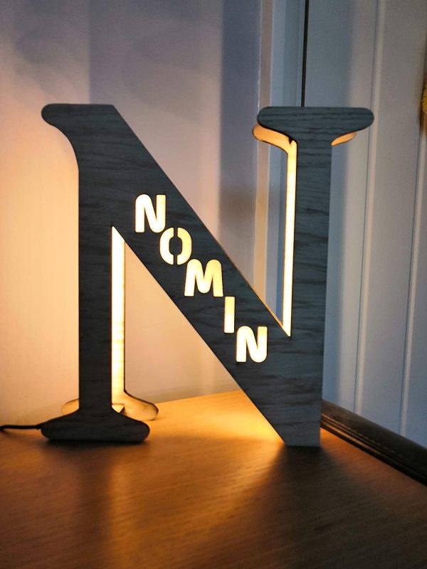 Personalised LED Wooden Night Light/Letter Lamps ?C Free Standing - Image 8