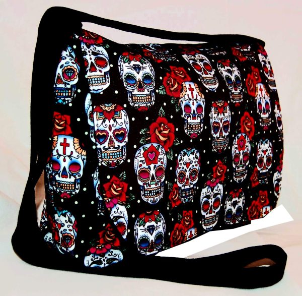 Day of the Dead Messenger Bag, Sugar Skull Shoulder Bag, Choose your Bag Colour, See Description - Image 6