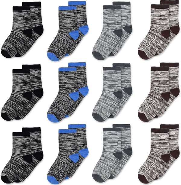 Boys Striped Cotton Socks - 12 Pairs Breathable Cotton Socks for Toddler Kids Boys or Girls ??1-14 Years Old?? with Striped Designed - Image 5