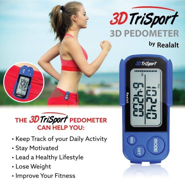 Realalt 3DTriSport 3D Pedometer, Accurate Step Counter with Clip and Strap - Image 7