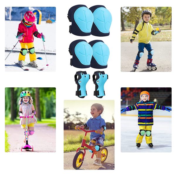 Kids Knee Pads with Gift Box, 6pcs Adjustable Boys Girls Knee and Elbow Pads Wrist Guards with Ultra Ventilated Mesh for Ages 3-7, Toddler Children Protective Gear Set for Cycling Biking Skating