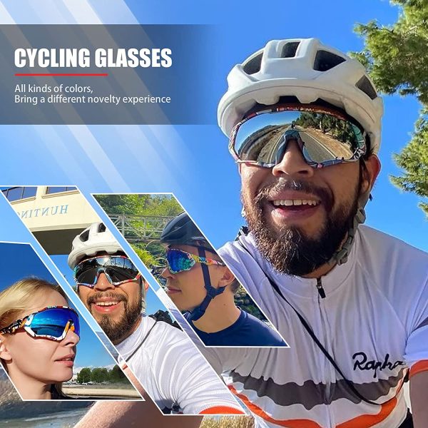 KAPVOE Polarized Cycling Glasses With 5 Interchangeable Lenses Tr90 Frame For Men Women Sports Sunglasses Mountain Bike Glasses MTB Bicycle Goggles Running - Image 2