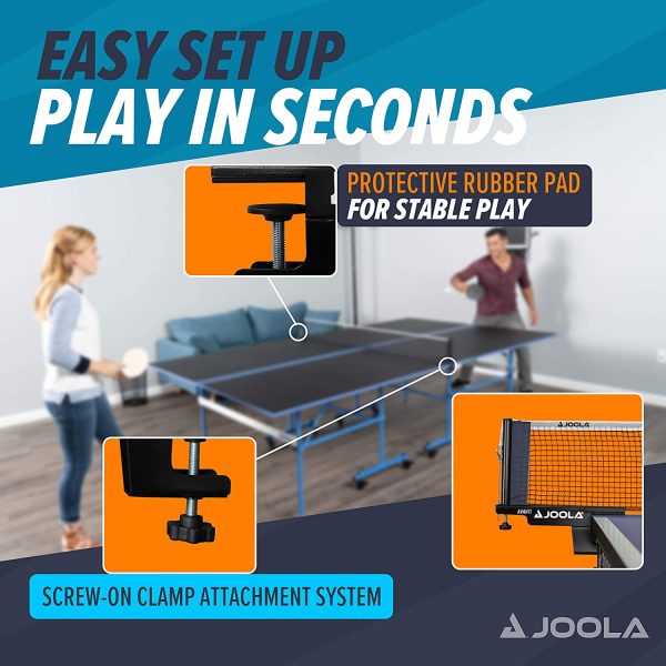 JOOLA Avanti Premium Table Tennis Post Set Portable and Easy Setup Regulation Size Ping Pong Screw On Clamp Net, , 72" - Image 4