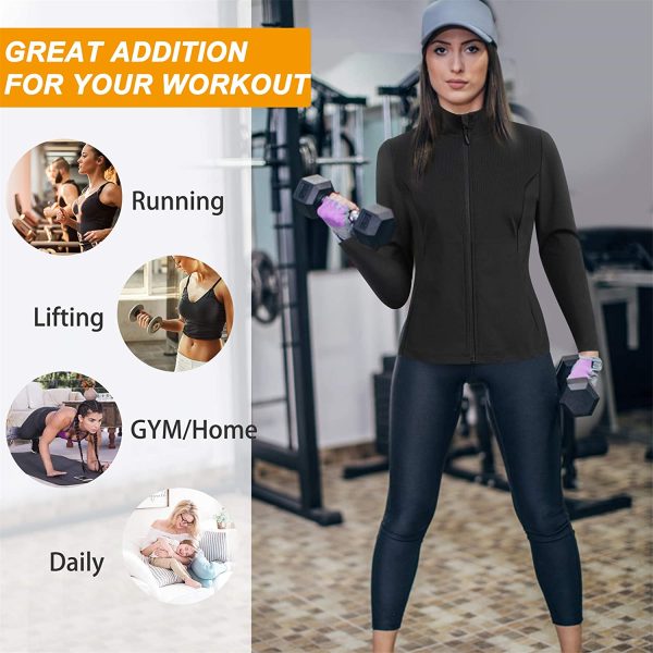 Chumian Women Hot Sweat Sauna Suit Track Jackets Workout Long Sleeve Tank Tops with Zipper Slimming Polymer Waist Trainer - Image 6