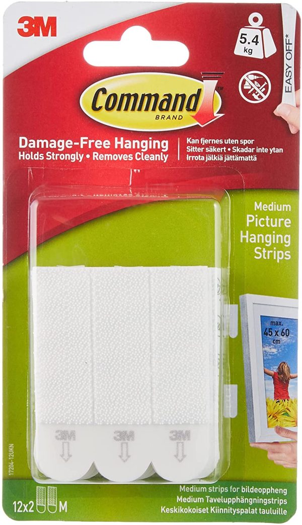 Command Medium Picture Mounting Strips, Pack of 12 x 2 Adhesive Strips, White - Damage Free Hanging - For Pictures, Frames, Mirrors, Wall d??cor and Signs - Holds up to 5.4 kg - Image 6