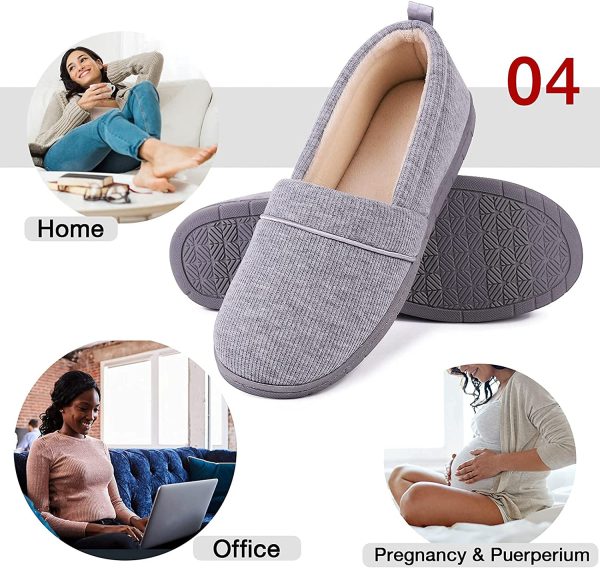 EverFoams Women's Memory Foam Comfort Knit House Shoes Light Weight Terry Cloth Loafer Slippers with Anti-Skid Rubber Sole - Image 5