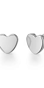 Silver Heart Stud Earrings