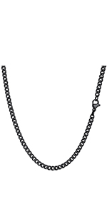 Black Chain Necklace Men and Women Link Curb Chain