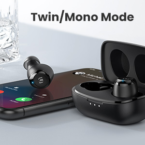 Wireless earbuds with Twin mode and Mono mode