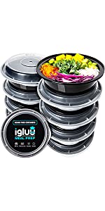 round circular compartment Igluu meal prep containers single section sectioned trays tubs