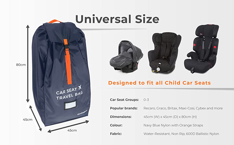 Huckaboo Car Seat Bag Size, Universal, Child Car Seats, Booster, Newborn, Britax, MaxiCosi, Cybex