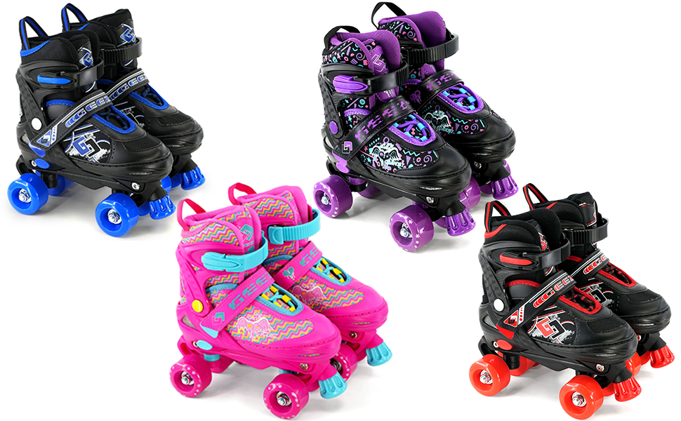 Children Childs 4 Wheel Kids Boys Girls Adjustable Quad Roller Skates Boots