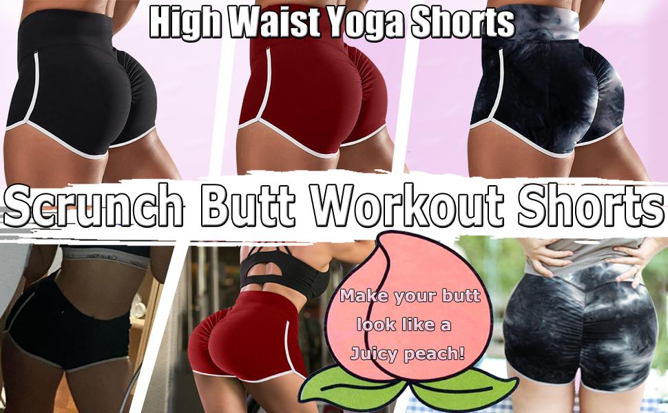 Scrunch Butt Shorts for Women High Waisted Yoga Shorts Ruched Butt Lifting Booty Shorts