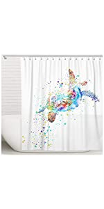 colourful turtle shower curtain