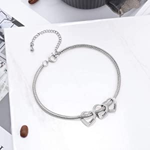 Glooraca Personalised Bracelets - Chain Silver Gold With Initial Heart Name Personalised for Women