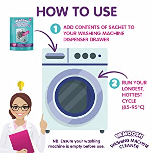 how to use vamoosh washing machine cleaner