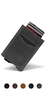 ALPHA leather slate grey metal card holder wallets mens gift box