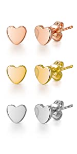 Set of Three Heart Stud Earrings