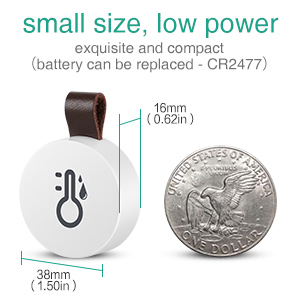 smaller than others measuring 1.3 x 1.3 x 0.47-inches, and built in CR2032 battery